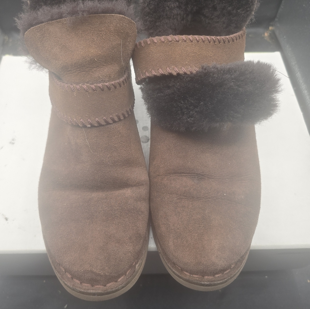 UGG Brown Winter Boots with Fur Trim